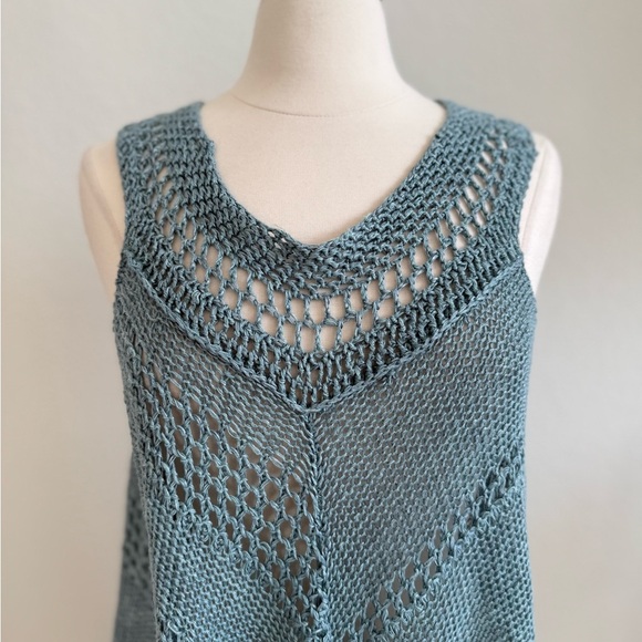 Free People Rhiannon Blue Knit Poncho top - Picture 4 of 5
